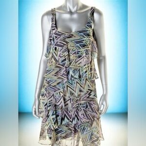 2 for $30 | Vintage Asymmetrical Zigzag Ruffle Dress